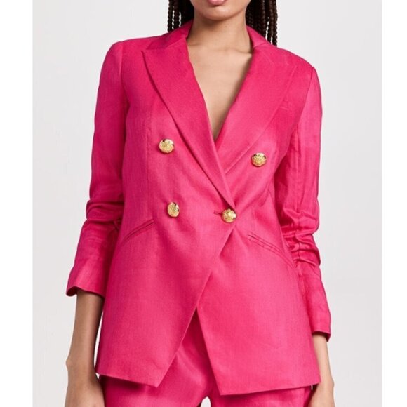 Veronica Beard 'Hirsh' Double-Breasted Linen-Blend Dickey Jacket, Fuchsia - Picture 2 of 5